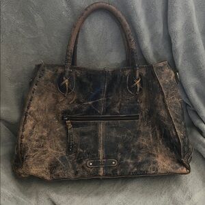 Bed Stu Rockaway Distressed Leather Tote Brown